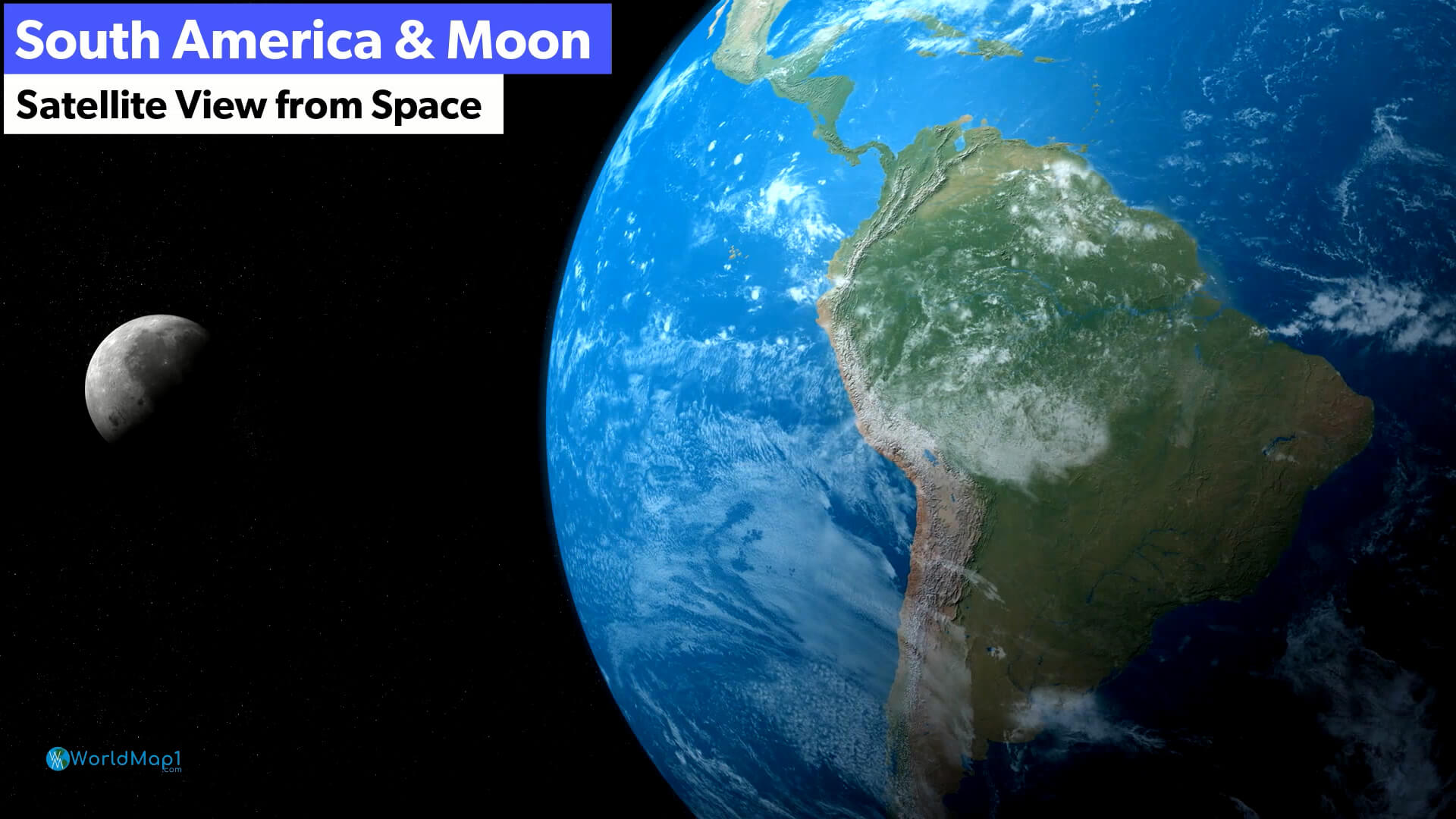 South America and Moon from Space